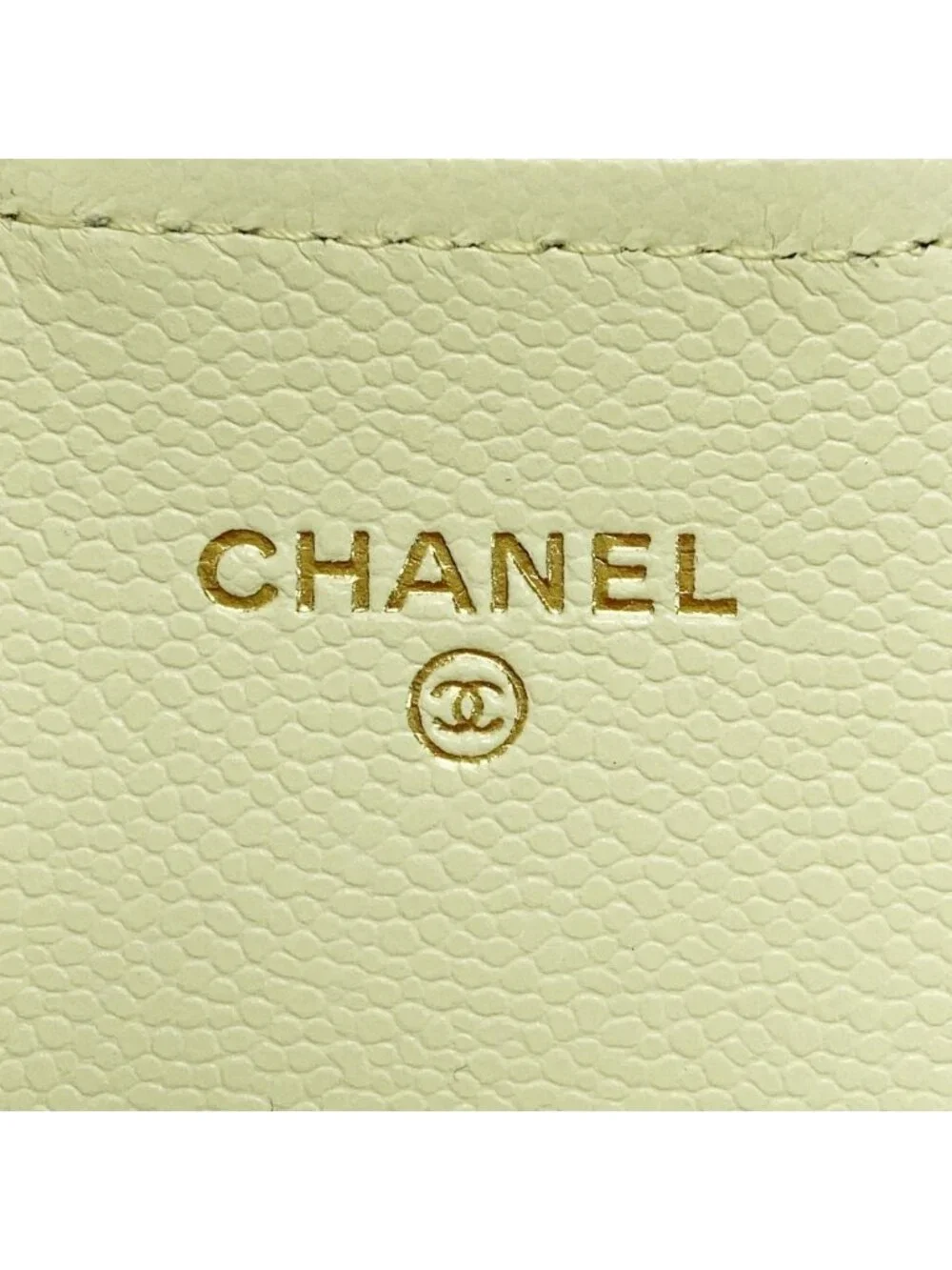 Chanel Quilted Classic Flap Wallet Light Yellow CC Logo Caviar Leather